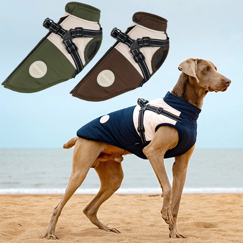 Winter Clothing For Dogs - Sıcak Köpek Yeleği, Dahili Tasma, Su