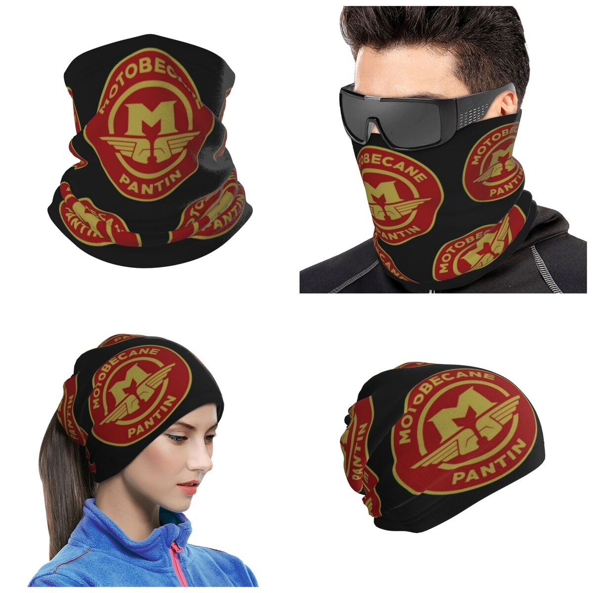 Wool Balaclava Knit - Motobecane Baskılı Bandana Boyun Örtüsü Çok
