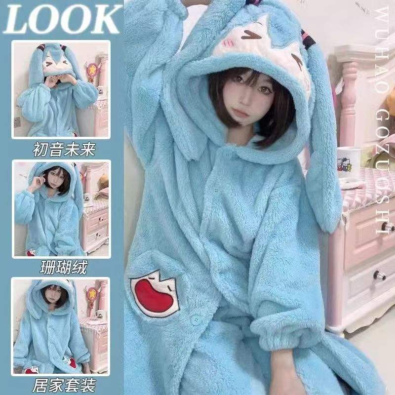 Winter Clothing Anime - Miku Anime Pijama Sevimli Kış Mercan